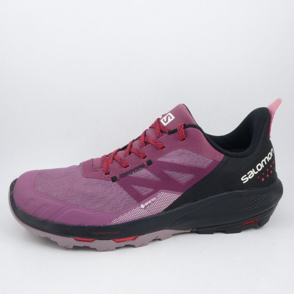 Salomon Women's Size 11 OUTPULSE Gore-Tex Hiking Shoes Tulipwood/Black/Poppy Red - Picture 9 of 10